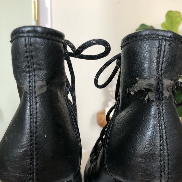 Bamboo Harper Black Heeled Combat Boots - Picture 6 of 8